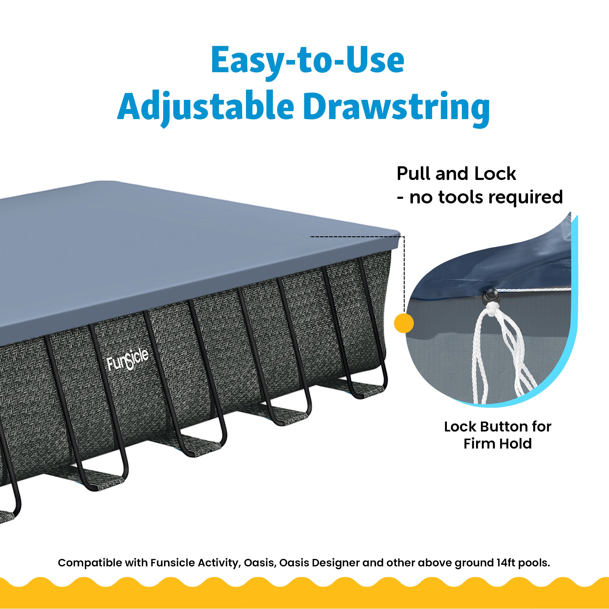 Funsicle 24’ Durable Rectangular Pool Cover for Oasis and Activity Pools, Gray