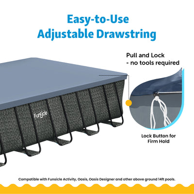 Funsicle 24’ Durable Rectangular Pool Cover for Oasis and Activity Pools, Gray