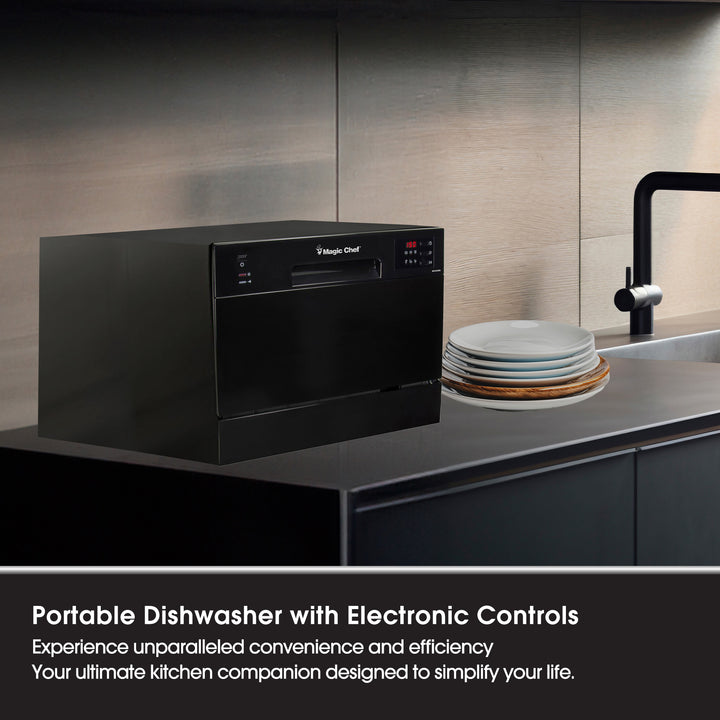Magic Chef Countertop Portable Dishwasher with Electronic Controls (Open Box)