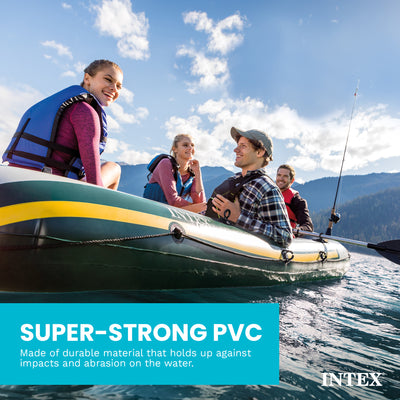 INTEX Seahawk 4 Inflatable Rafting/Fishing Boat Set (Open Box)