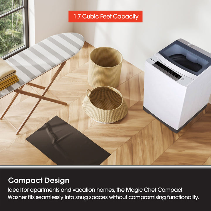Magic Chef 1.7 Cubic Feet Top Load Compact Washing Machine with 6 Cycles, White - VMInnovations