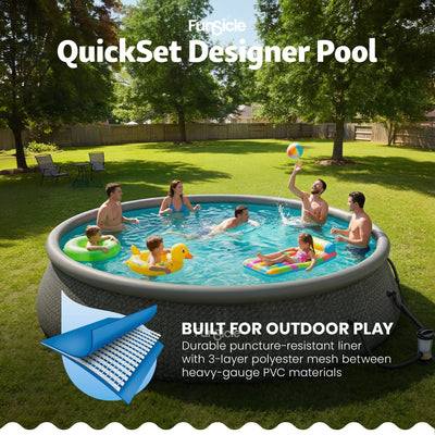Funsicle 18' x 48" QuickSet Inflatable Ring Top Outdoor Above Ground Pool w/Pump - VMInnovations
