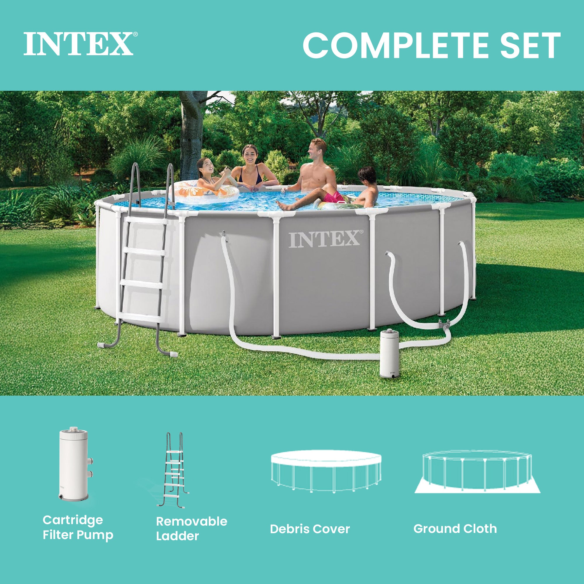 INTEX Prism Frame 15ft x 48in Premium Above Ground Pool Set w Filter Pump (Used) - VMInnovations