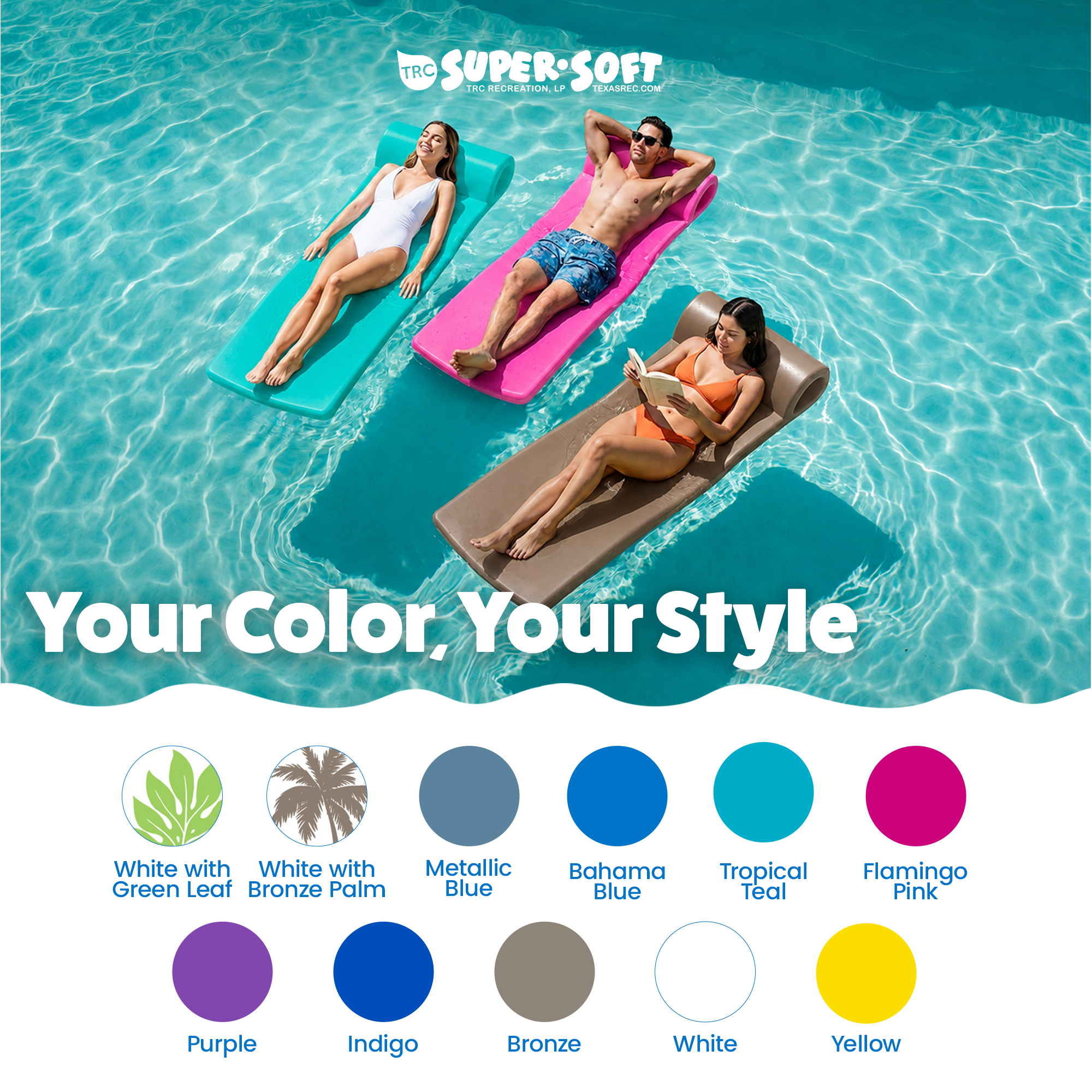 TRC Recreation Sunsation 1.75" Thick Foam Lounger Pool Float, Bronze (Open Box)