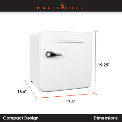 Magic Chef 1.6 Cubic Ft Retro Mini Fridge w/ Interior LED Light, White(Open Box)