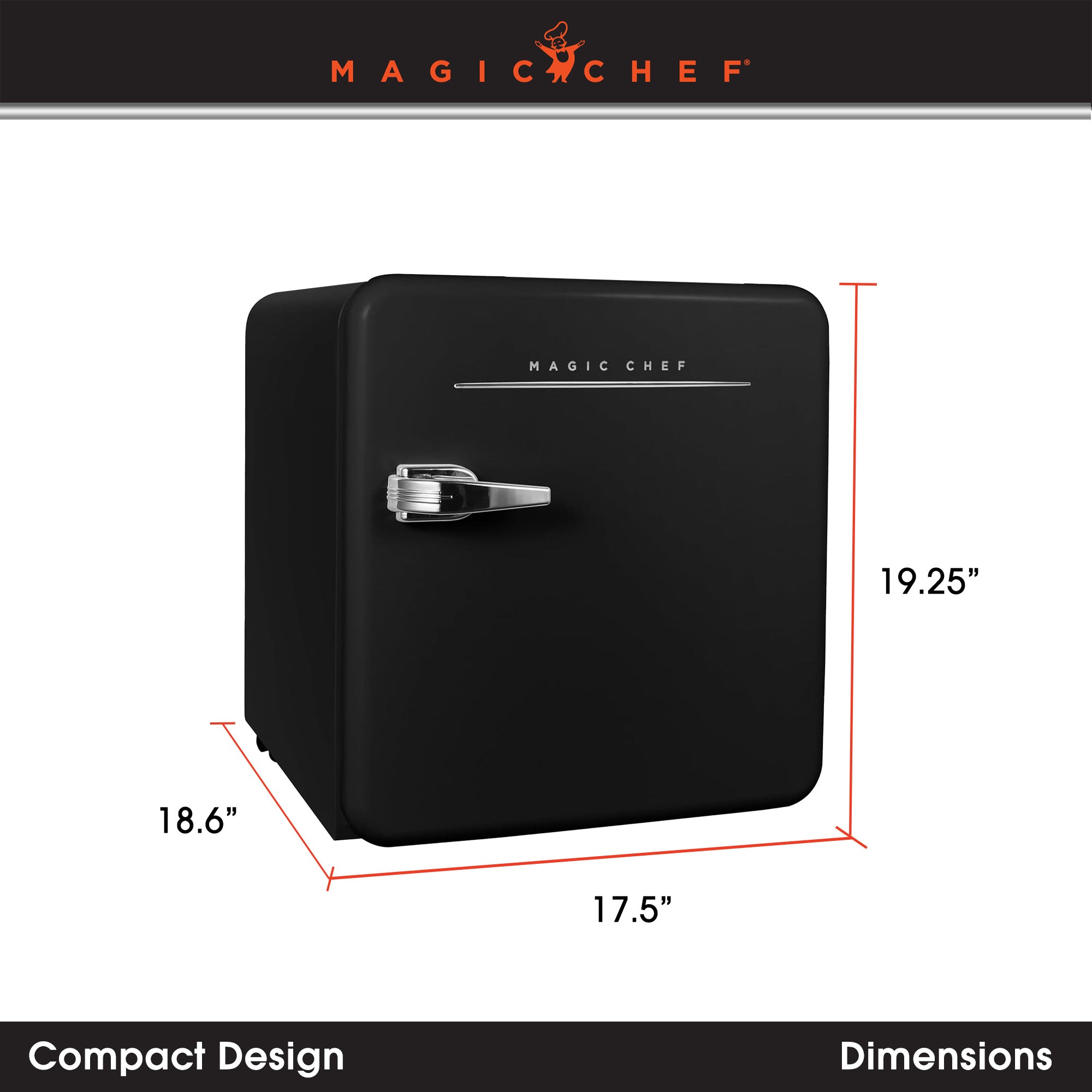 Magic Chef 1.6 Cubic Feet Retro Style Mini Fridge with Interior LED Light, Black - VMInnovations