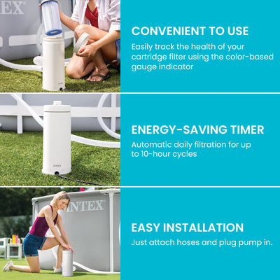 INTEX C1000 Cartridge Filter Pump for Above Ground Pool, 1000 GPH Pump Flow Rate - VMInnovations