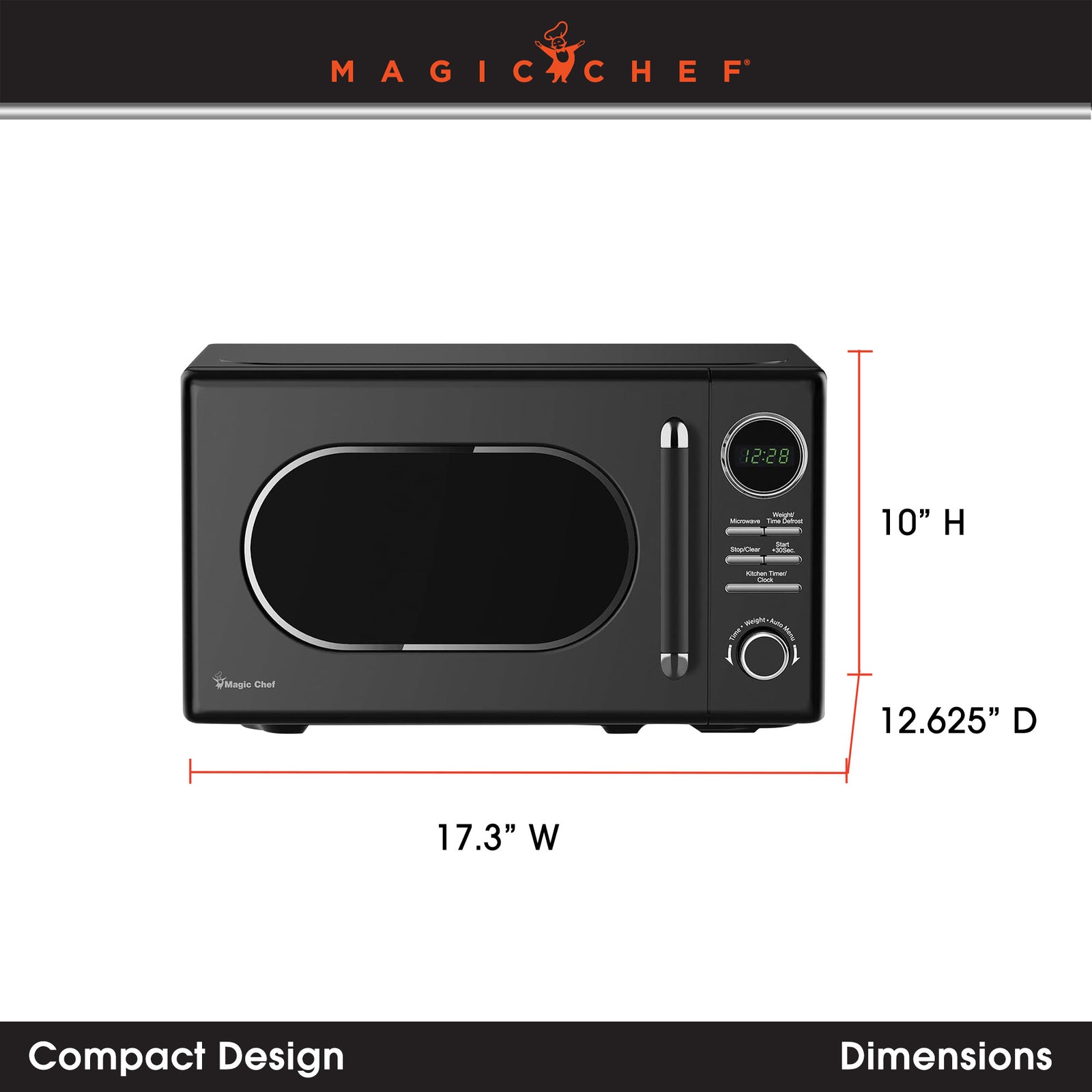 Magic Chef 0.7 Cubic Feet 700 Watt Classic Retro Countertop Microwave, Black - VMInnovations