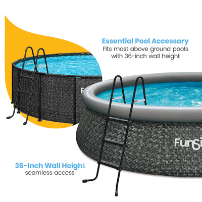 Funsicle 36" SureStep 3 Stair Outdoor Above-Ground Swimming Pool Ladder, Black - VMInnovations
