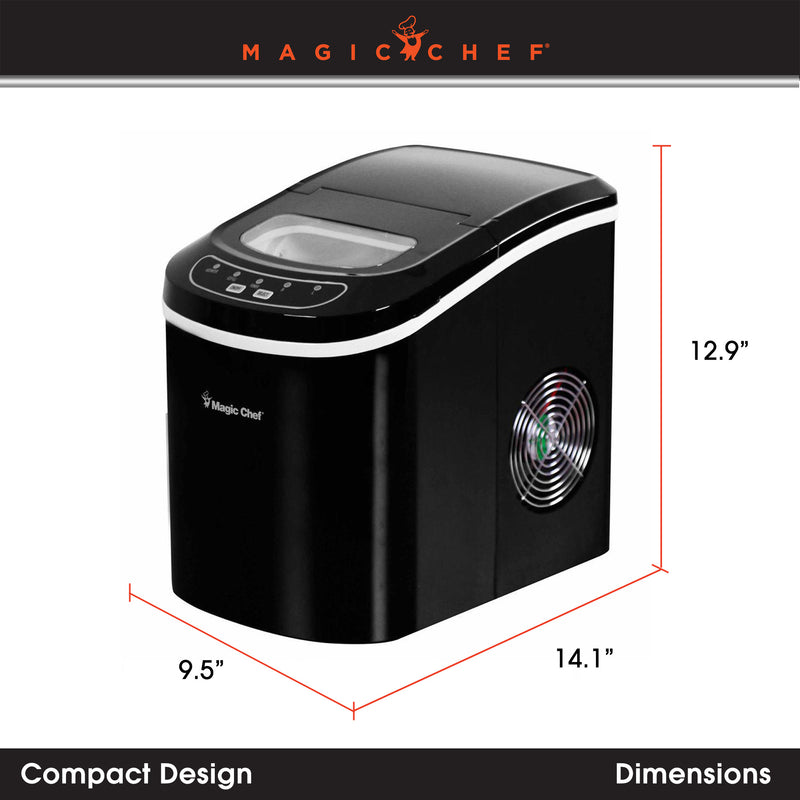 Magic Chef MCIM22B Portable Countertop Ice Maker, 27 LBs Per Day, Black (Used)