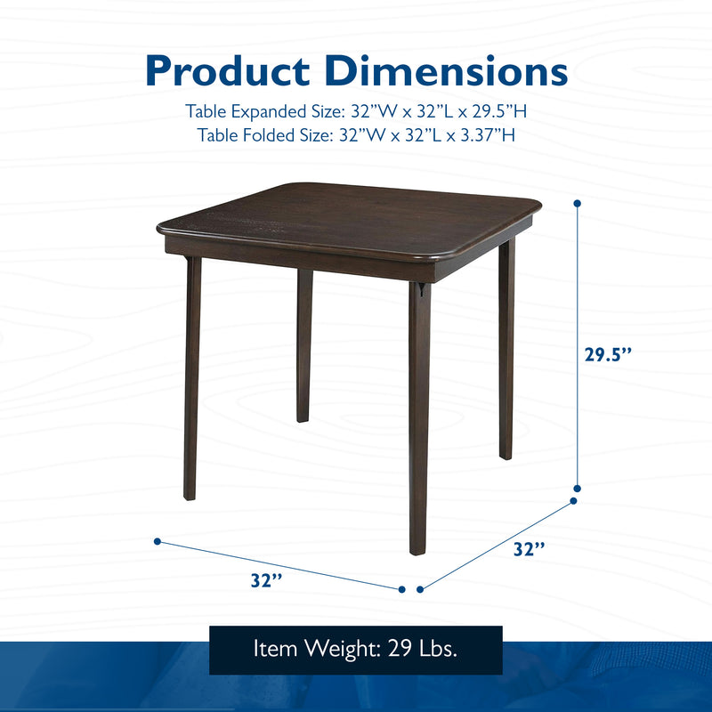 MECO Stakmore Classic Straight Edge Wood Folding Table, Espresso Frame(Open Box)