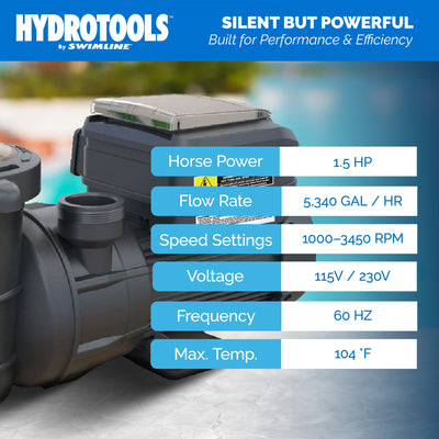 Swimline Hydrotools Variable Speed Above-Ground Swimming Pool Pump, 115/230V - VMInnovations
