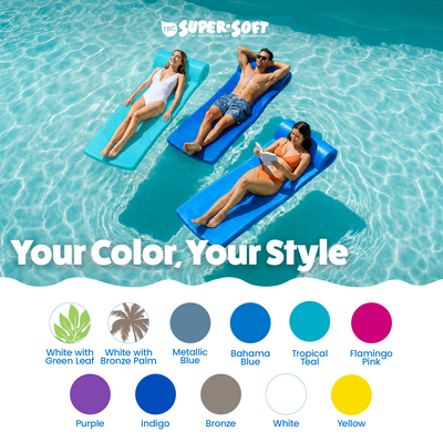 TRC Recreation Sunsation 1.75" Thick Foam Lounger Pool Float, 2 Pack, Navy Blue