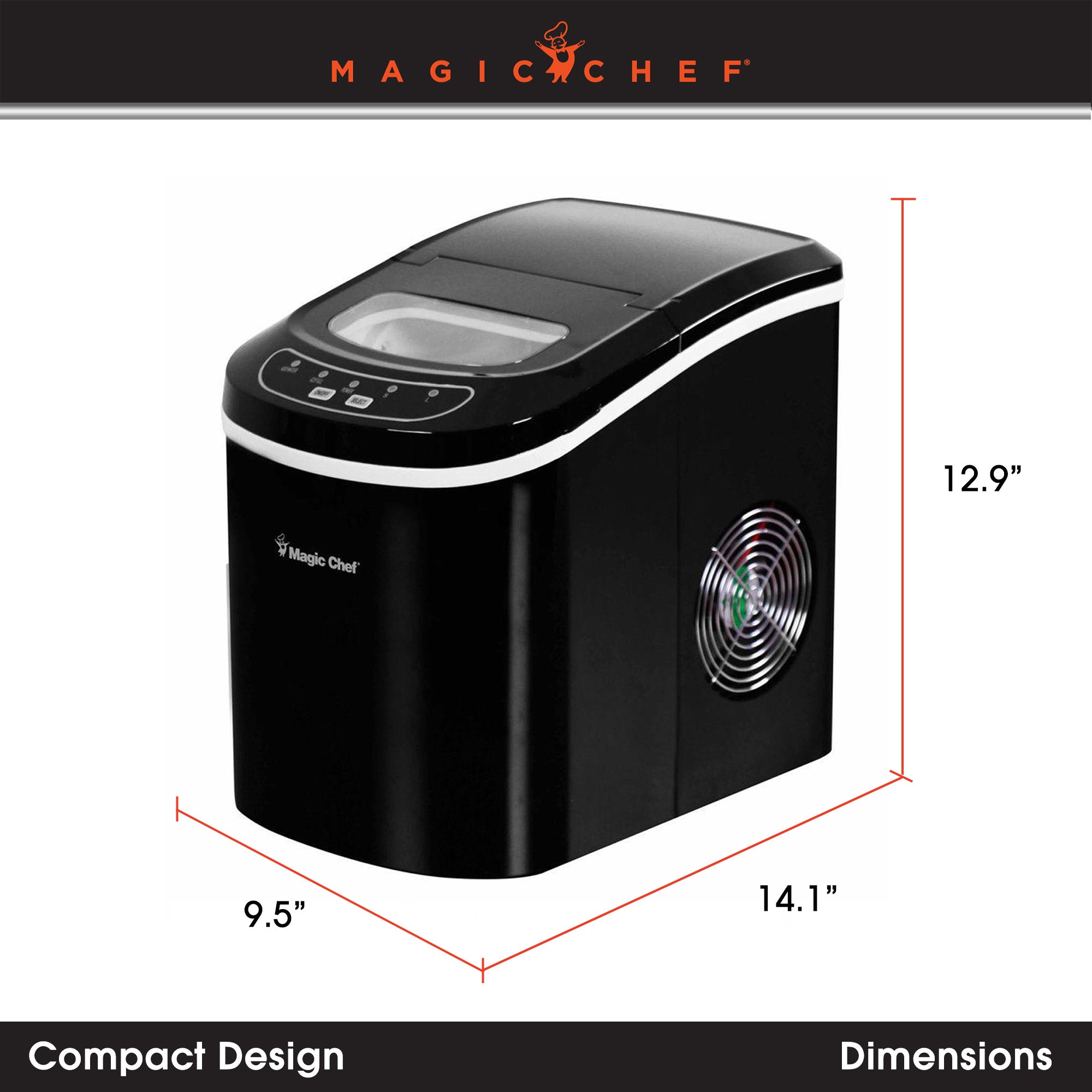 Magic Chef Portable Home Countertop Ice Maker, 27 Pounds Per Day (Open Box) - VMInnovations