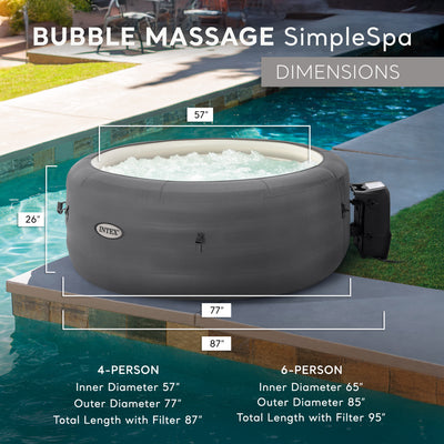 Intex SimpleSpa Bubble Massage 4 Person Hot Tub w/Insulated Cover(Used)