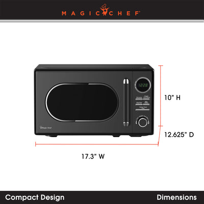 Magic Chef 0.7 Cubic Feet 700 Watt Classic Retro Microwave, Black (Damaged) - VMInnovations