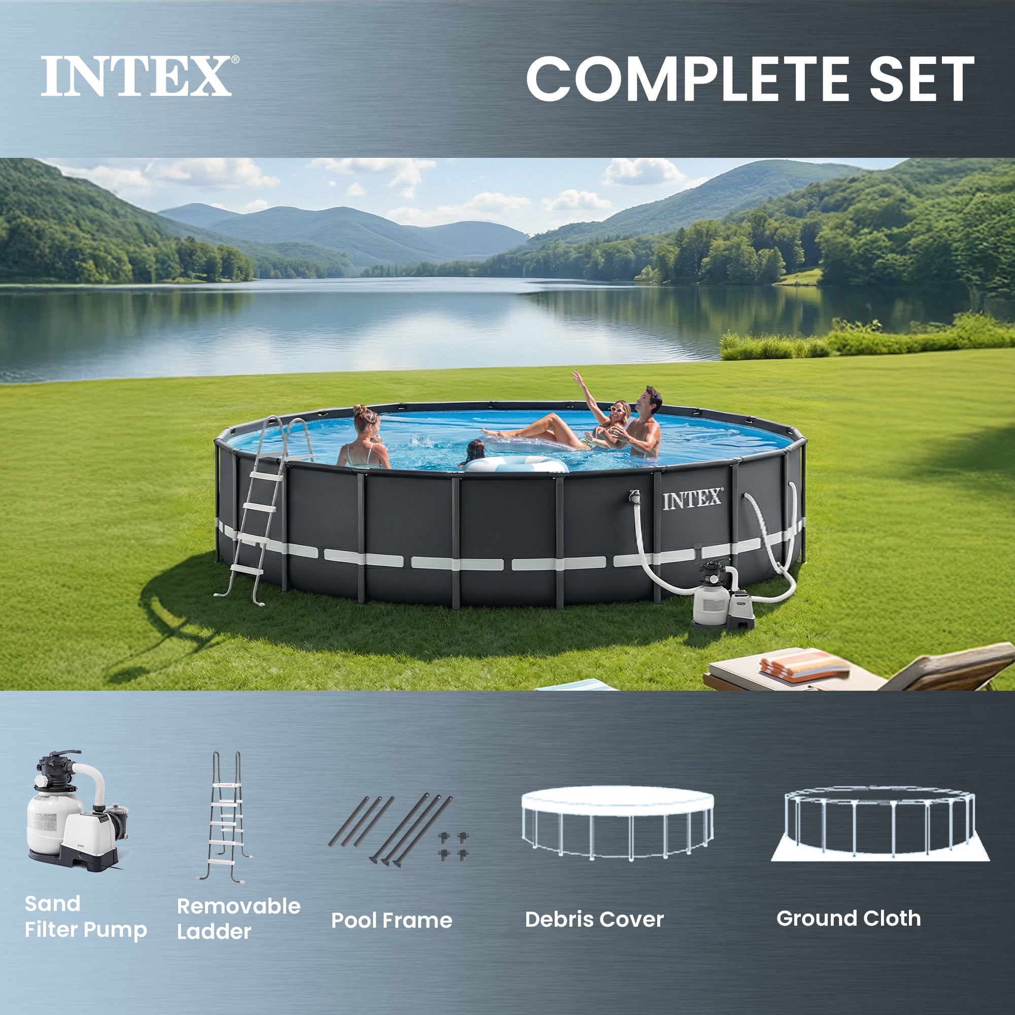 Intex Ultra XTR 26' x 52" Round Above Ground Pool & 2 Pack OptiFlow Filter Sand