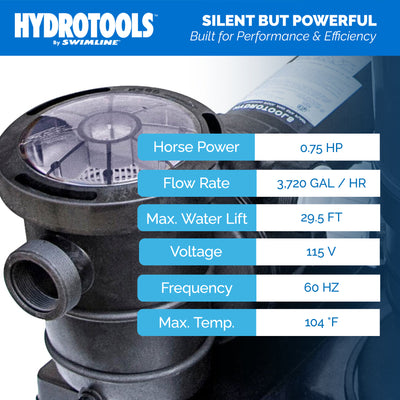 Swimline HydroTools Hydro Flo 0.75HP 3720 GPH 3450 RPM Horizontal Discharge Pump