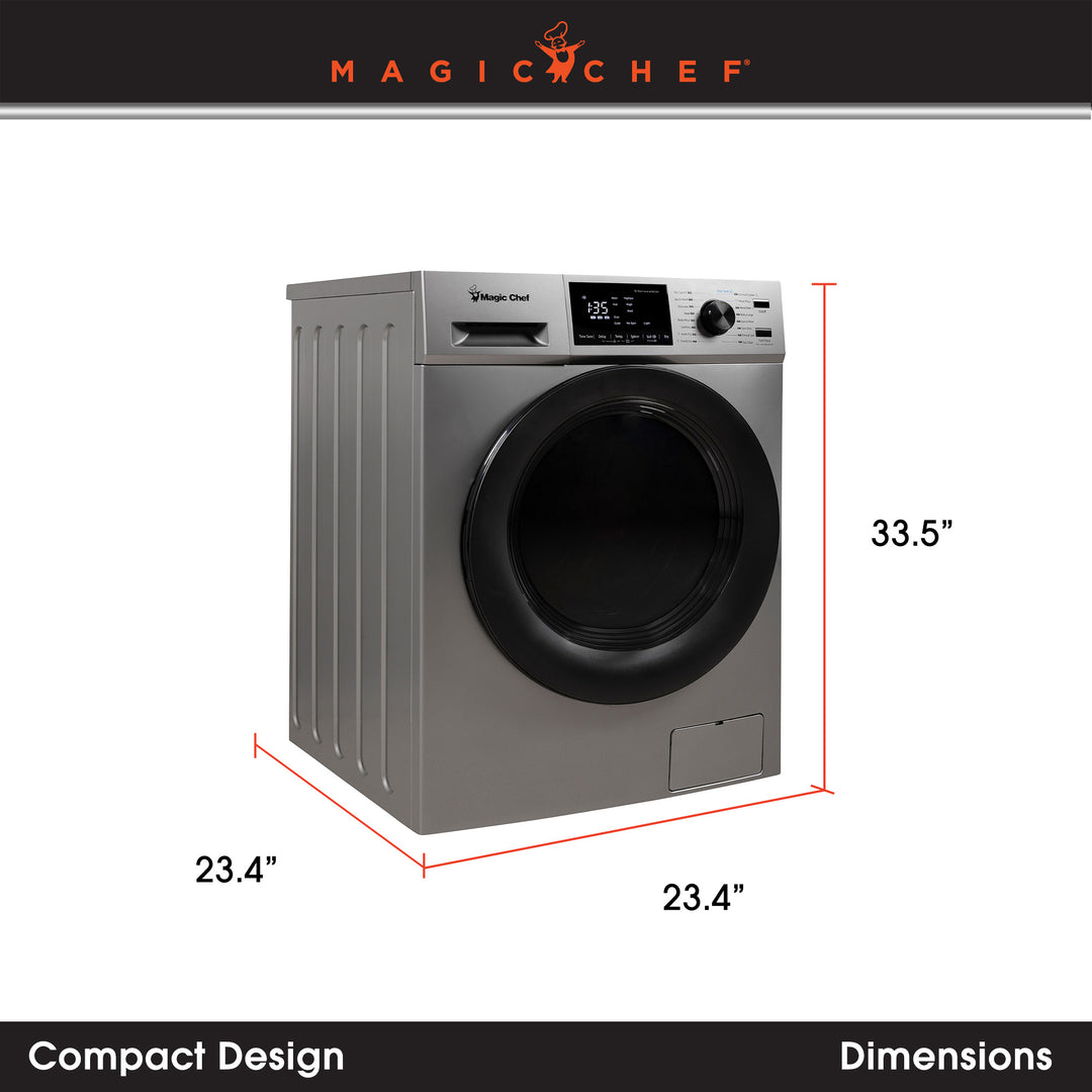 Magic Chef 2.7 Cu Ft Front Load Washer And Dryer Combination, Silver (Open Box)