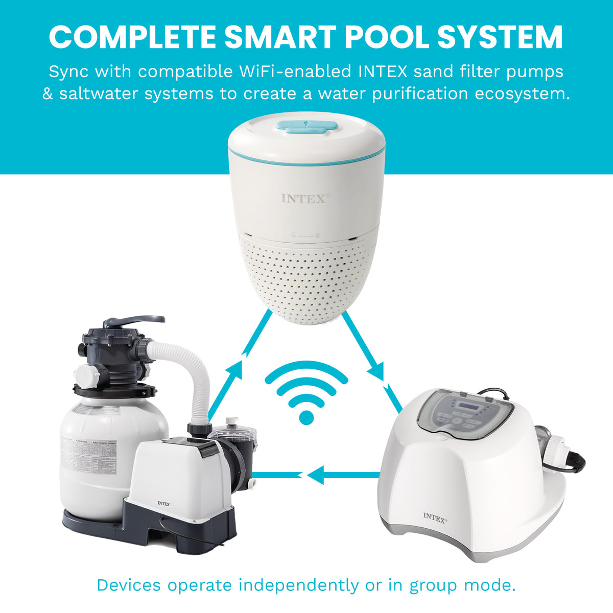 INTEX Smart Pool Water Analyzer with App for Saltwater System & Sand Filter Pump