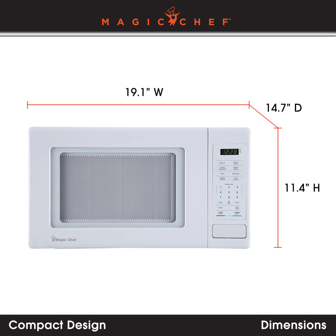 Magic Chef 0.9 Cubic Feet 900 Watt Stainless Microwave Oven, White (Open Box) - VMInnovations