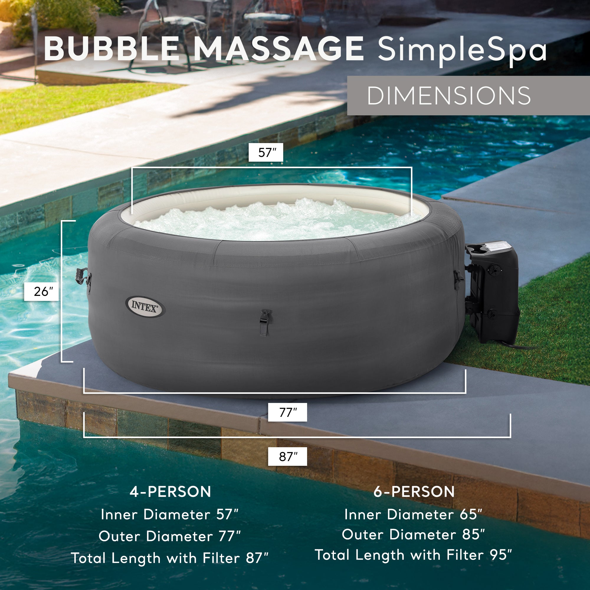 Intex SimpleSpa Bubble Massage 4 Person Inflatable Hot Tub w/ Cover (Open Box)