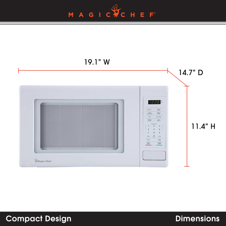 Magic Chef 0.9 Cubic Feet 900 Watt Stainless Microwave Oven, White (Open Box)