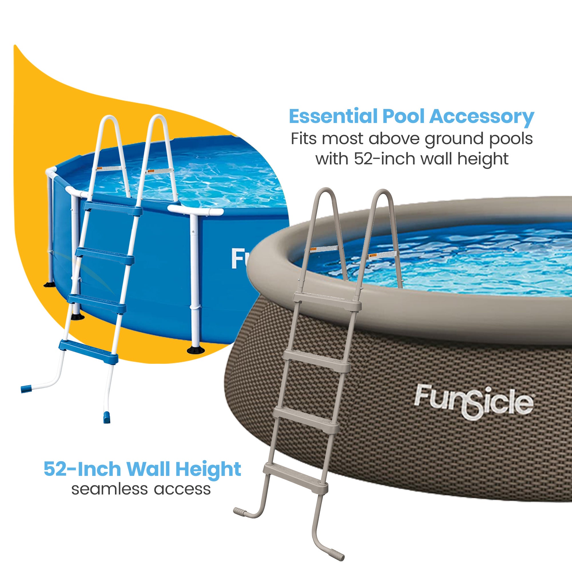 Funsicle 52 Inch SureStep 4 Stair Outdoor Above-Ground Swimming Pool Ladder