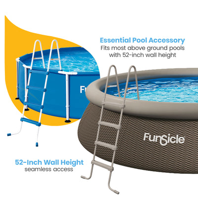 Funsicle 52 Inch SureStep 4 Stair Outdoor Above-Ground Swimming Pool Ladder