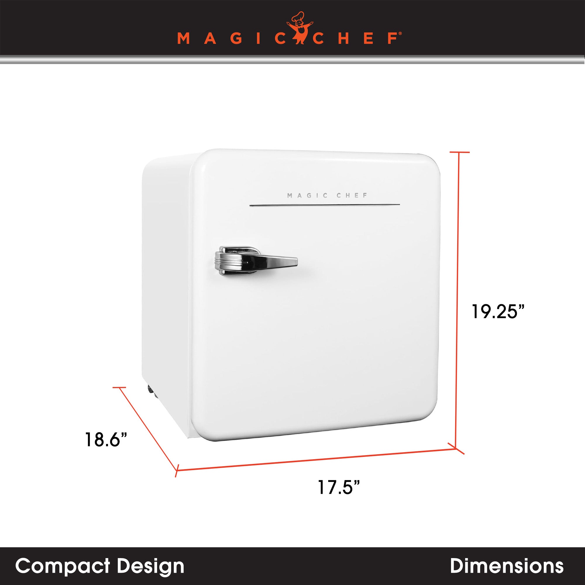 Magic Chef 1.6 Cubic Feet Retro Style Mini Fridge with Interior LED Light, White - VMInnovations
