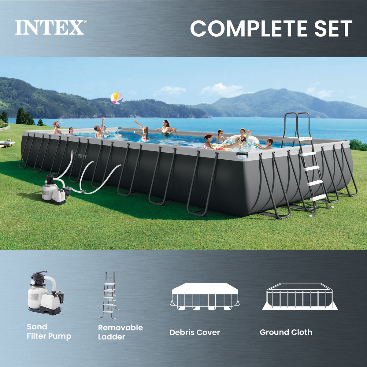 Intex 26373EH 32' x 16' x 52" Rectangular Ultra XTR Frame Pool w/ Pump (Damaged)