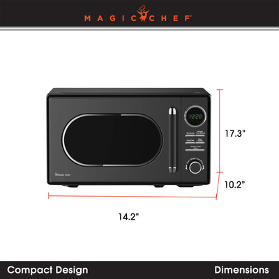 Magic Chef 0.7 Cubic Feet 700 Watt Classic Retro Microwave, Black (Damaged)