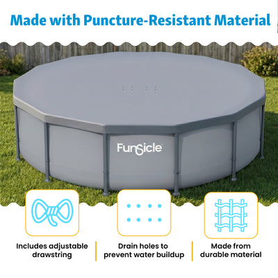 Funsicle 14 Foot Durable Round Pool Cover for Oasis and Activity Pools, Gray
