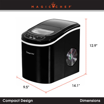 Magic Chef MCIM22B Portable Home Countertop Ice Maker, 27 Pounds Per Day, Black