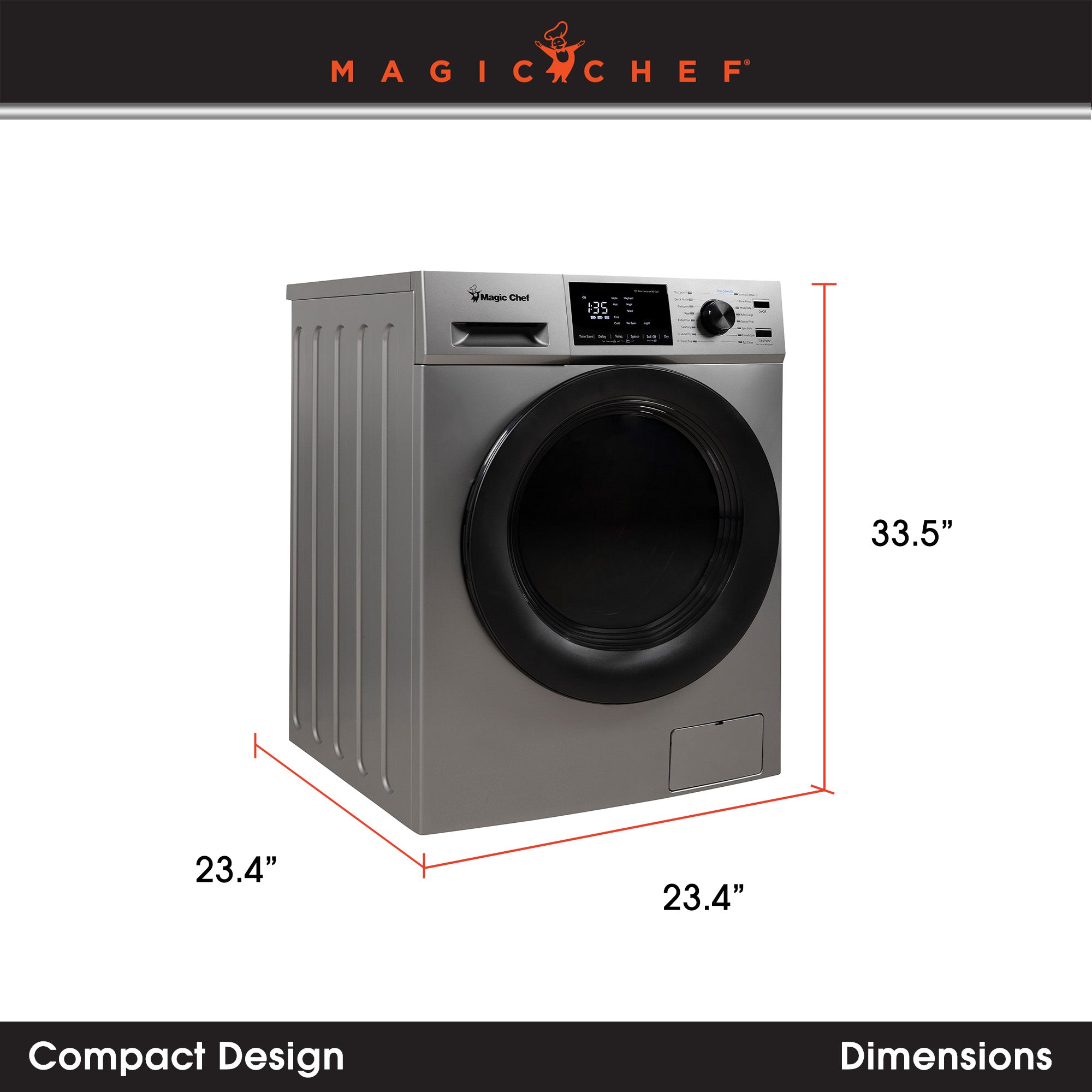 Magic Chef 2.7 Cu Ft Front Load Washer Dryer Combo Clothes Dryer Washing Machine - VMInnovations
