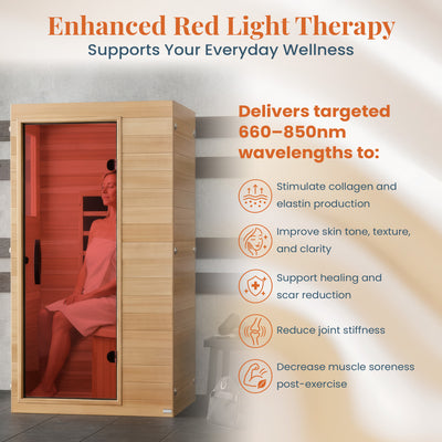 Dynamic Saunas Elite 1 Person Compact Ultra Low EMF FAR Infrared Home Sauna