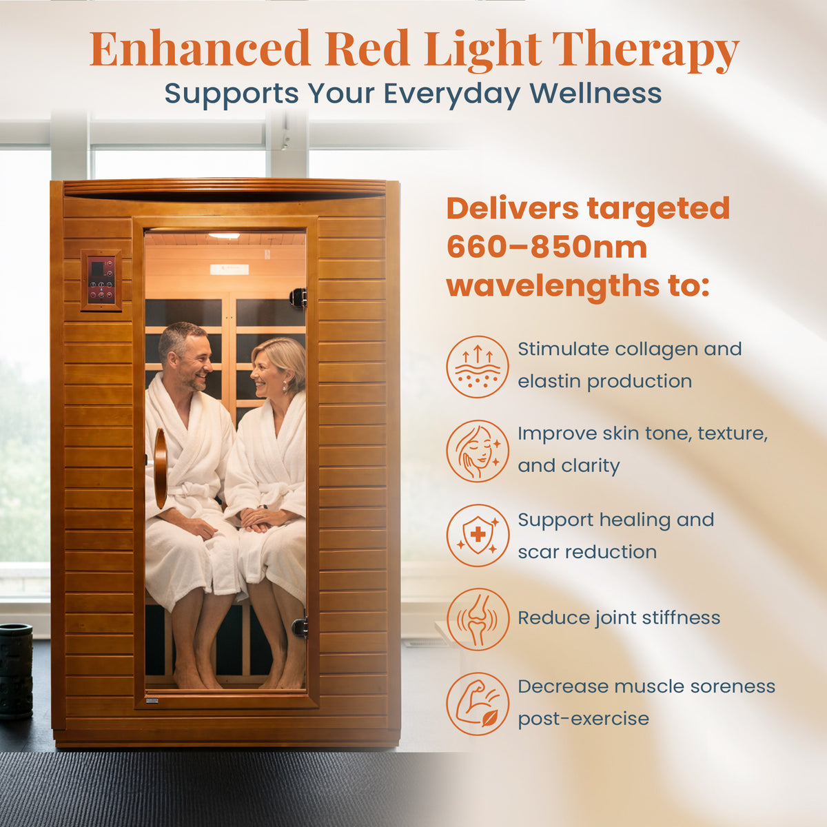 Dynamic Saunas Andora 2-Person Low EMF FAR Infrared Sauna, Canadian Hemlock Wood