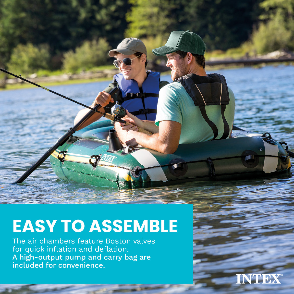 INTEX Seahawk 2 Person Inflatable Boat Set w/Oars & Pump (Open Box)