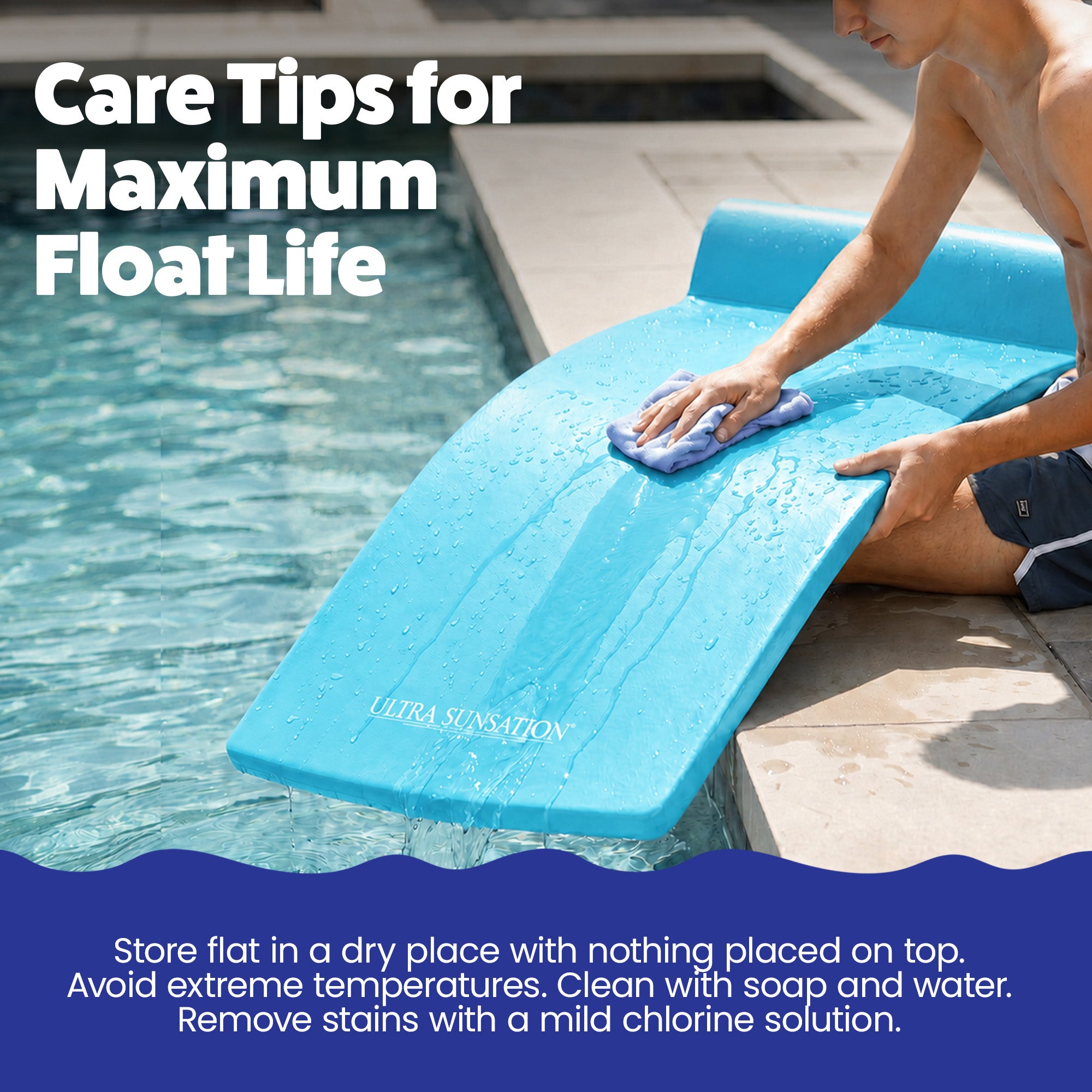 TRC Recreation Ultra Sunsation 2.5 Inch Thick Foam Pool Float Mat, Tropical Teal