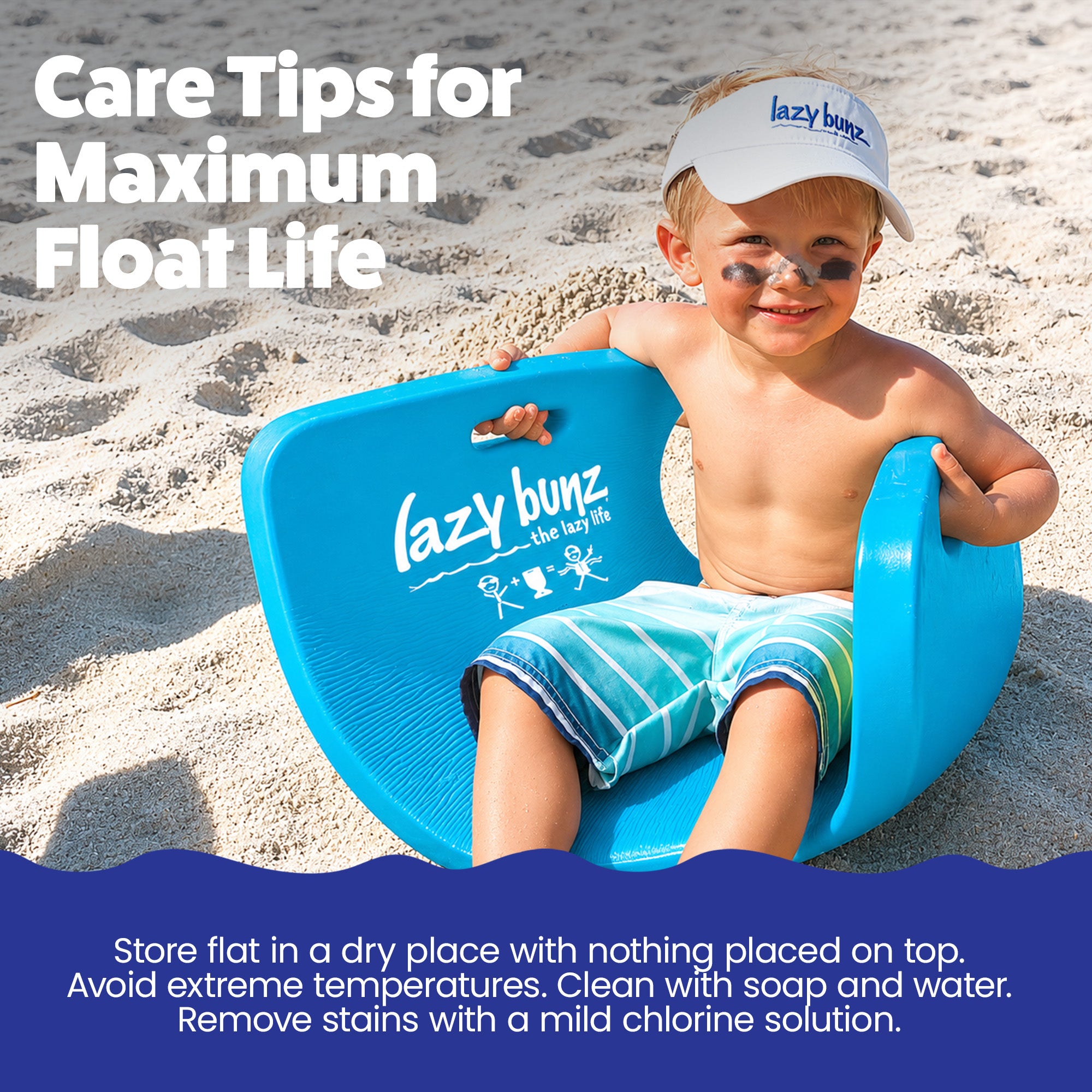 TRC Recreation Lazy Bunz Foam Water Saddle Swimming Pool Float, Marina Blue