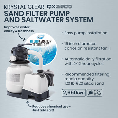 INTEX UltraLuxe Above Ground Pool, Sand Pump, & Saltwater System (For Parts)