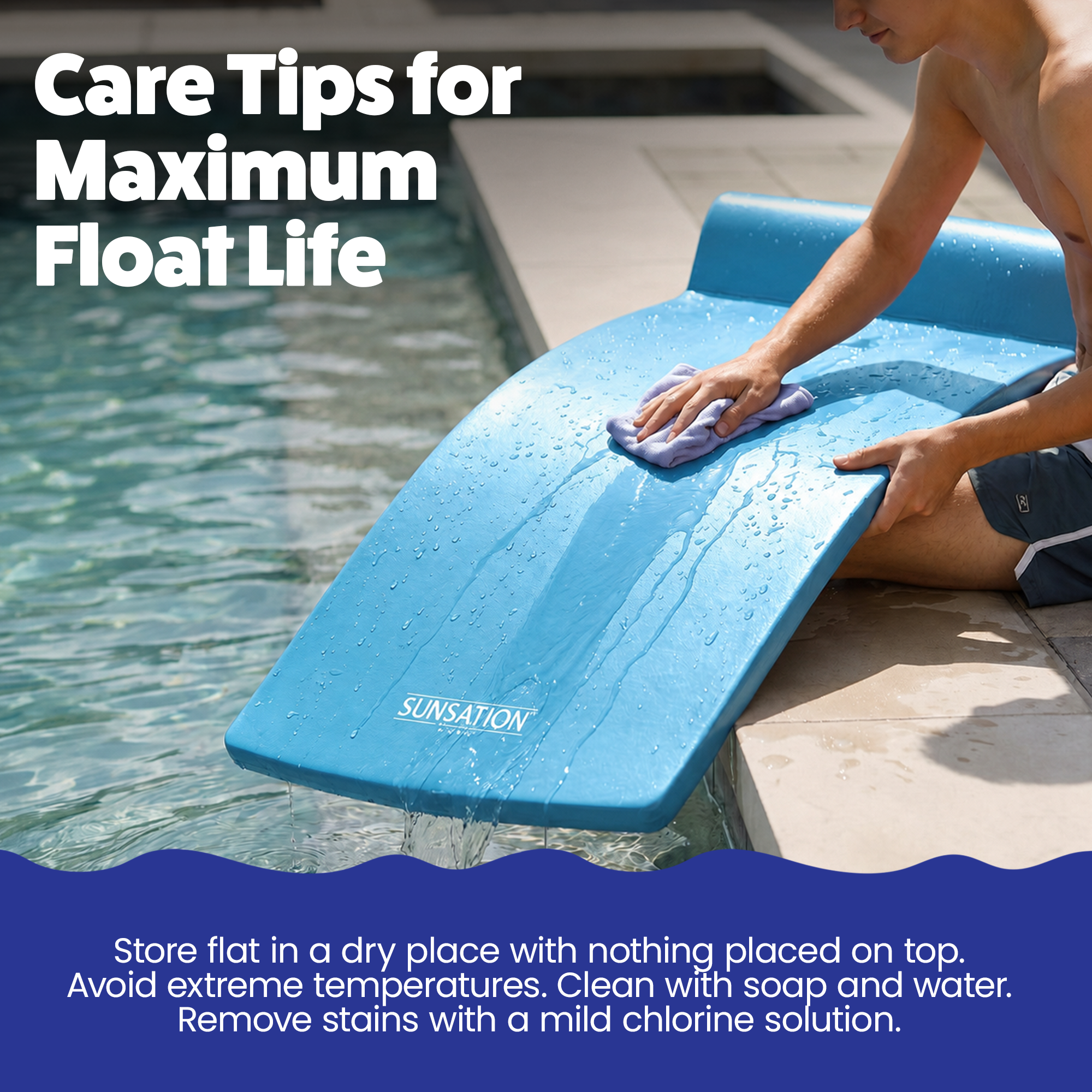 TRC Sunsation 1.75" Thick Foam Swimming Pool Float, Metallic Blue (Open Box)