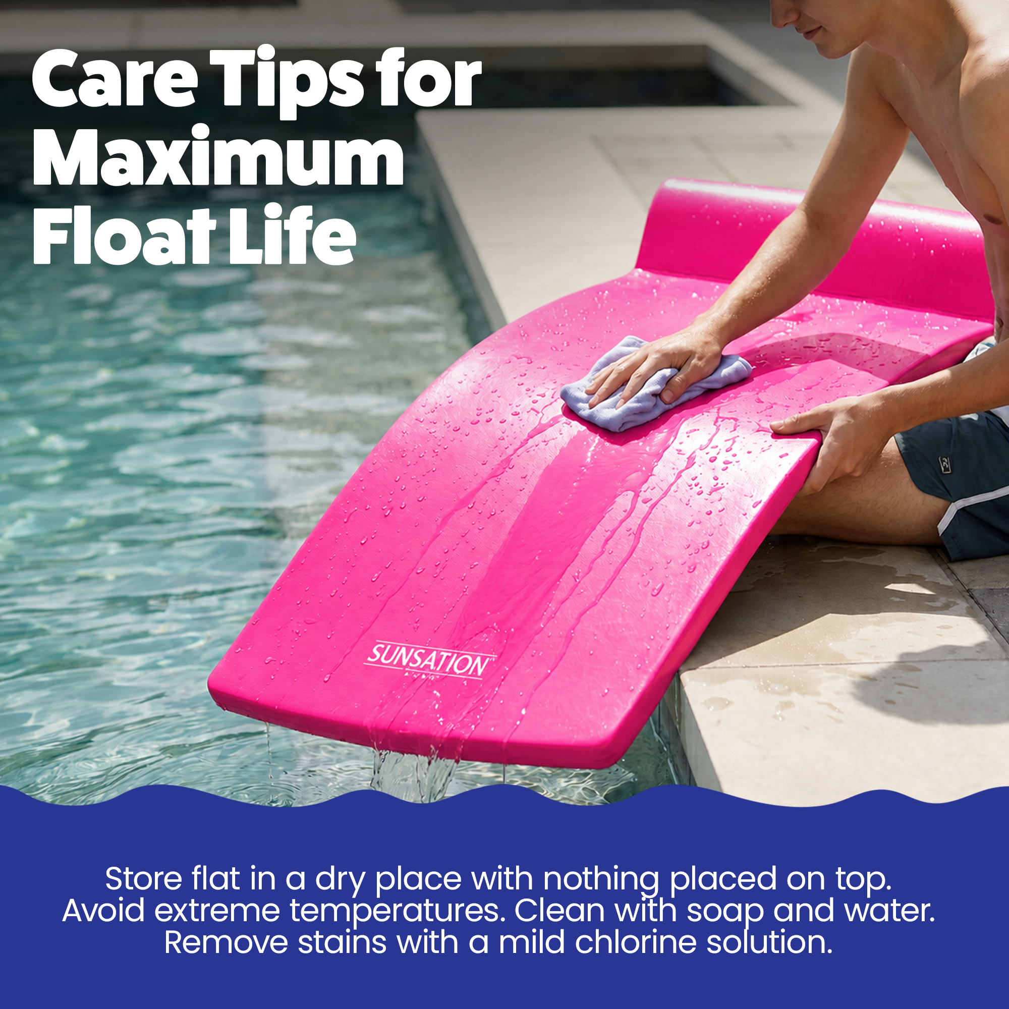 TRC Recreation Sunsation 1.75" Thick Foam Lounger Raft Pool Float, Flamingo Pink