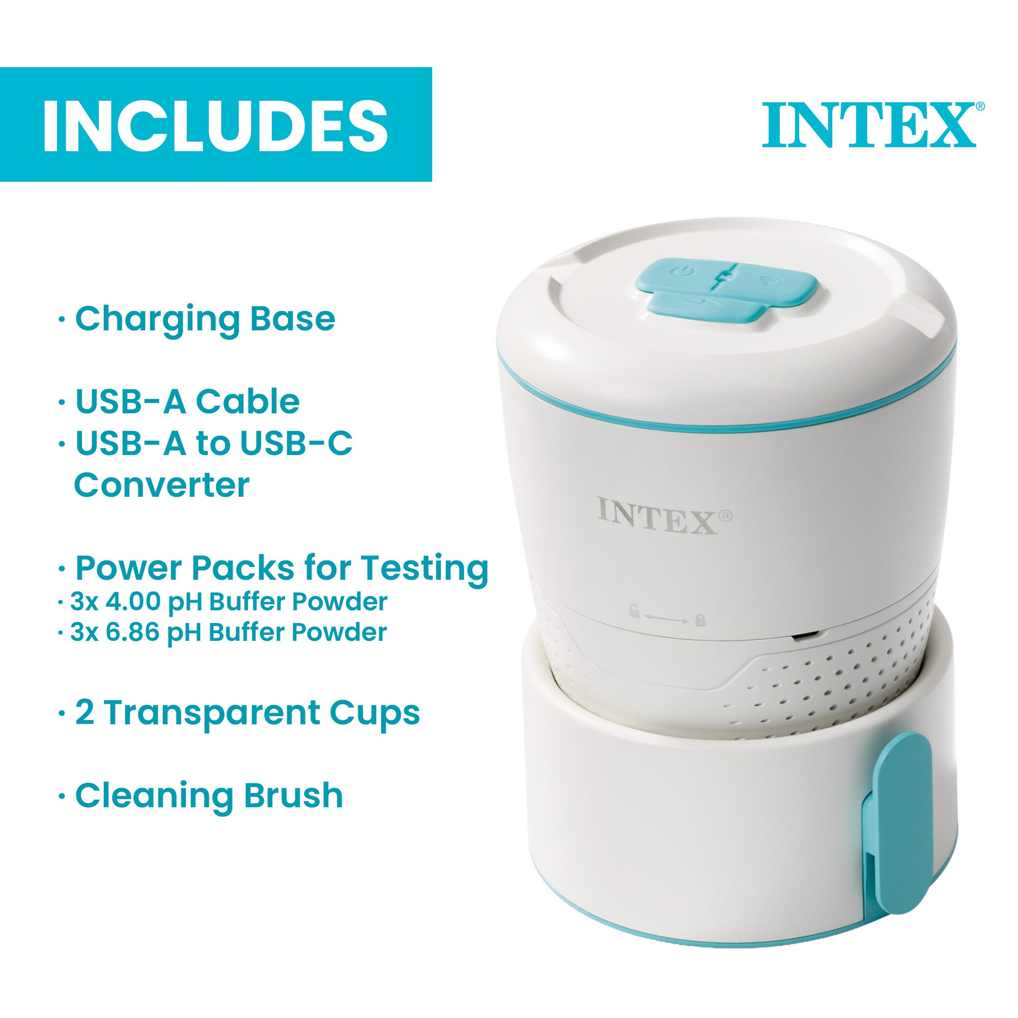 INTEX Smart Pool Water Analyzer with App for Saltwater System & Sand Filter Pump