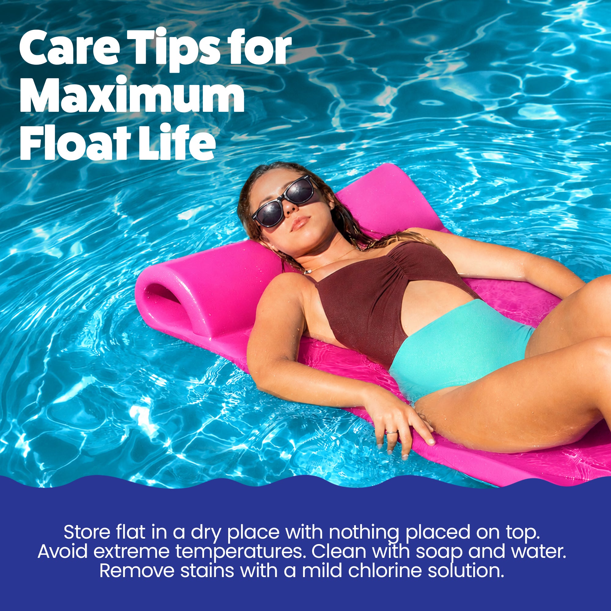TRC Recreation Splash 1.25" Thick Foam Pool Float Mat, Flamingo Pink (2 Pack)