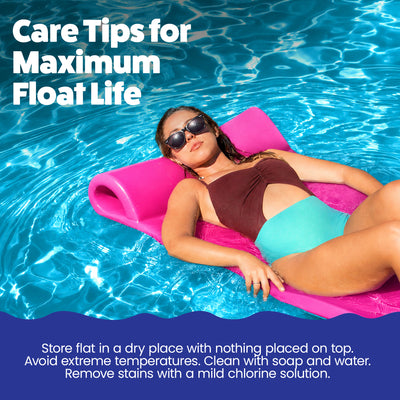 TRC Recreation Splash 1.25" Thick Foam Pool Float Mat, Flamingo Pink (2 Pack)