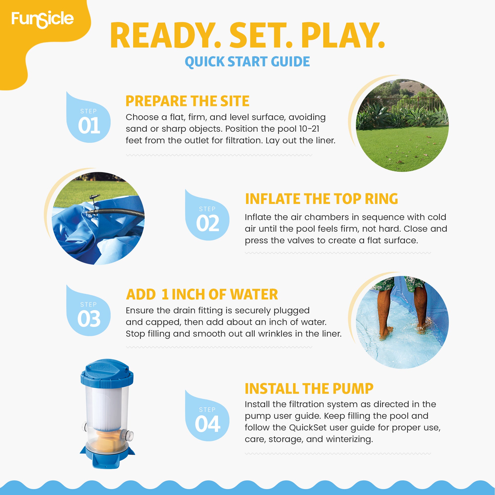 Funsicle 18" x 48" QuickSet Ring Top Outdoor Above Ground Pool w/Pump (Open Box) - VMInnovations