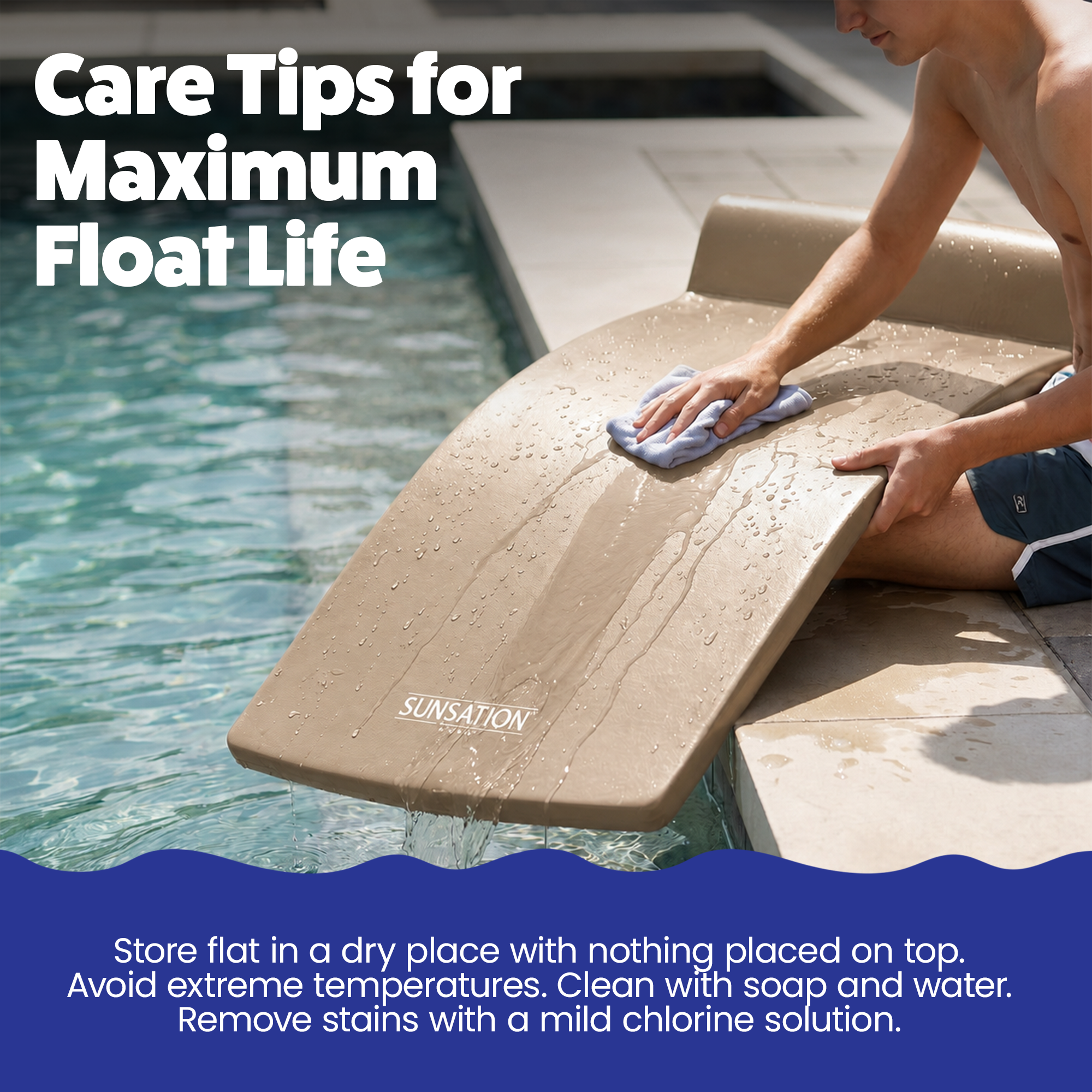 TRC Recreation Sunsation 1.75" Thick Foam Lounger Pool Float, Bronze (Open Box)
