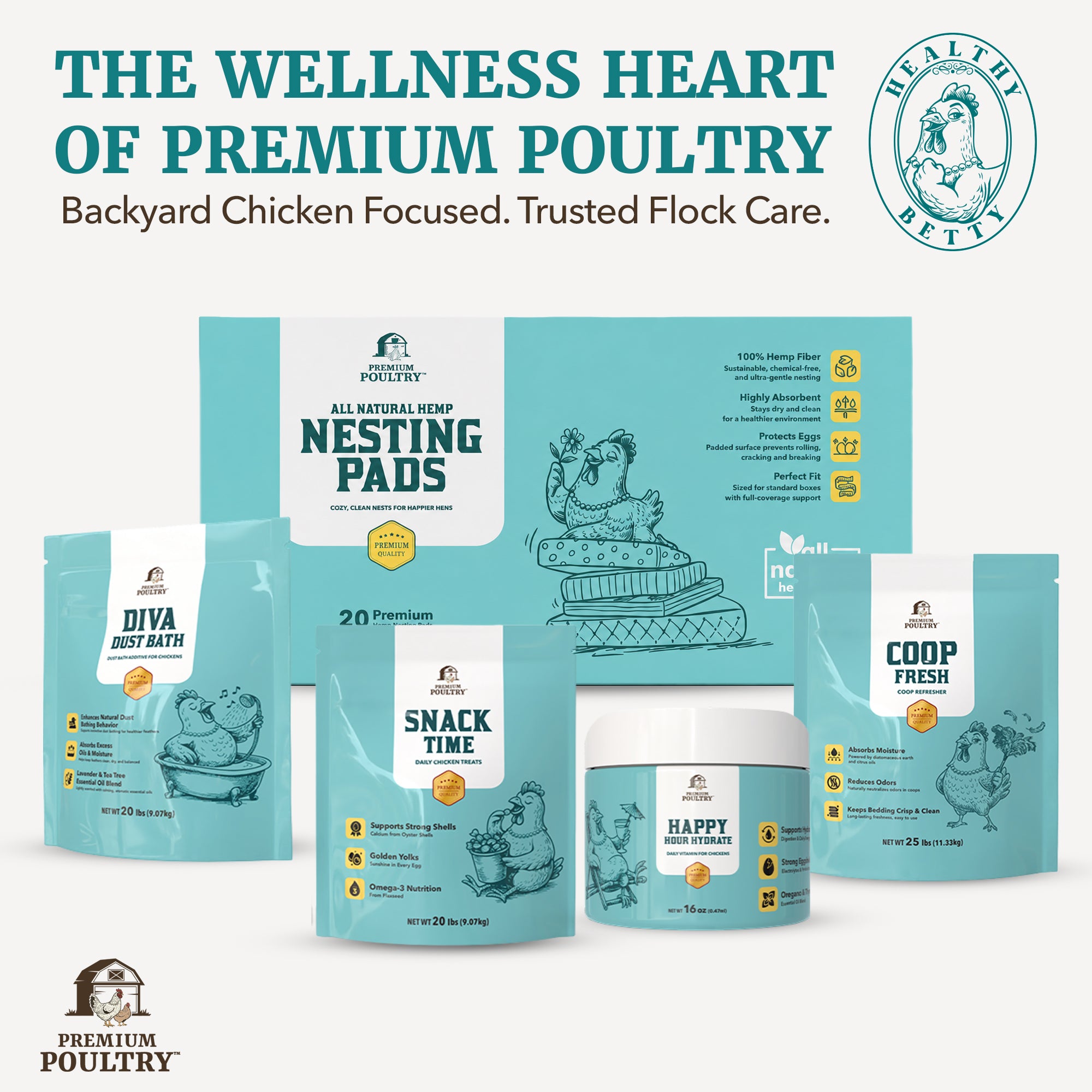 Premium Poultry Hemp Nesting Pads, Coop Bedding for Laying Hens, 12x12, 20 Pack