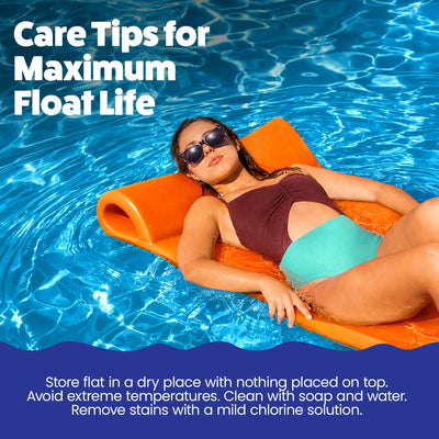 TRC Recreation Splash 1.25" Thick Foam Swimming Pool Float Mat, Sunset Orange